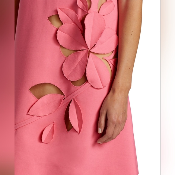 *$2190 NEW OSCAR DE LA RENTA CARNATION PINK FLOWER CUT OUT DAY DRESS US 2 - Picture 7 of 10